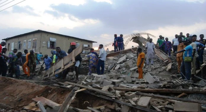 Man rescued another still trapped as three-storey building collapses in Lagos