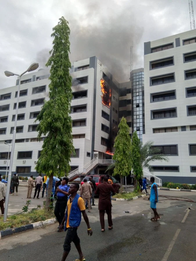 BREAKING: Office Of The Accountant General Of The Federation On Fire In Abuja